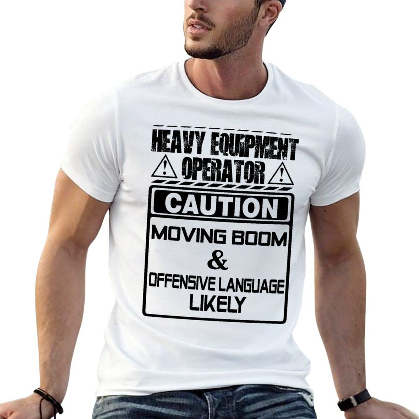 Heavy Equipment Background - T-shirt fonctionnel décontracté à manches courtes