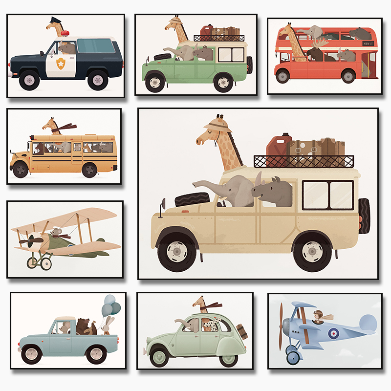 Heavy Equipment Background - Toile d'art mural girafe, éléphant, ours,