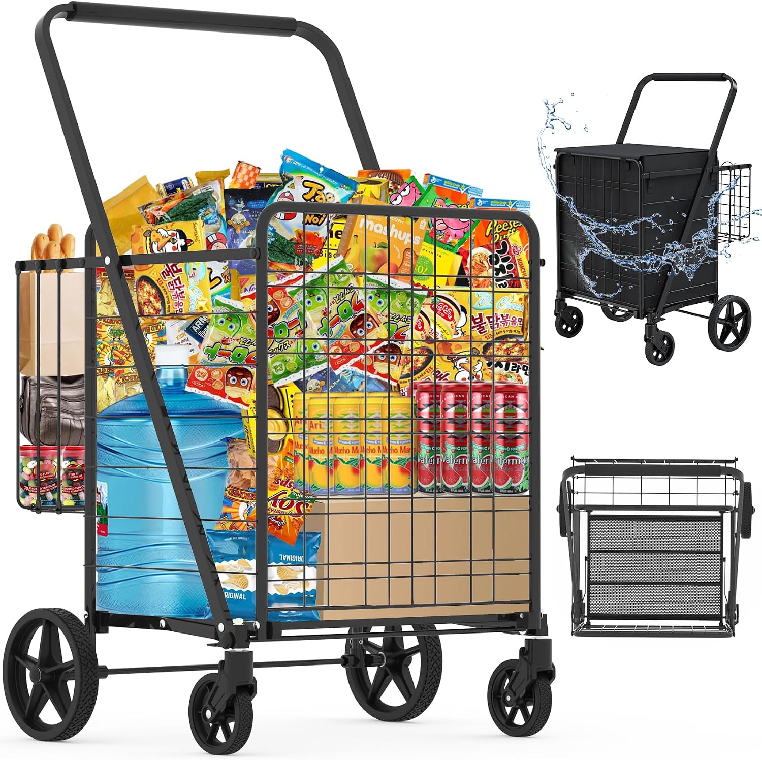 Heavy Equipment Washing - Chariot de courses pliable robuste avec