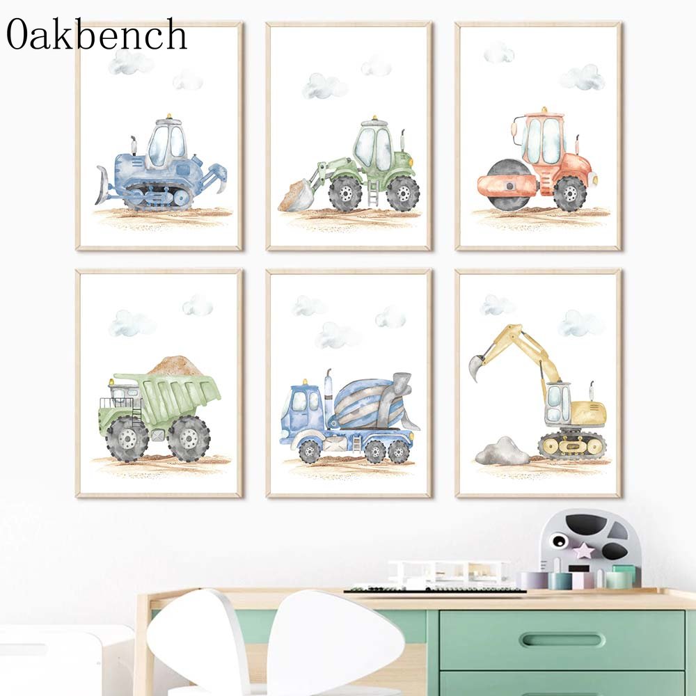 Heavy Equipment Background - Affiche en toile de voitures jouets