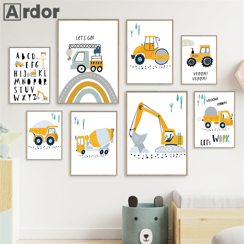 Heavy Equipment Background - Affiche de dessin animé pour enfant,