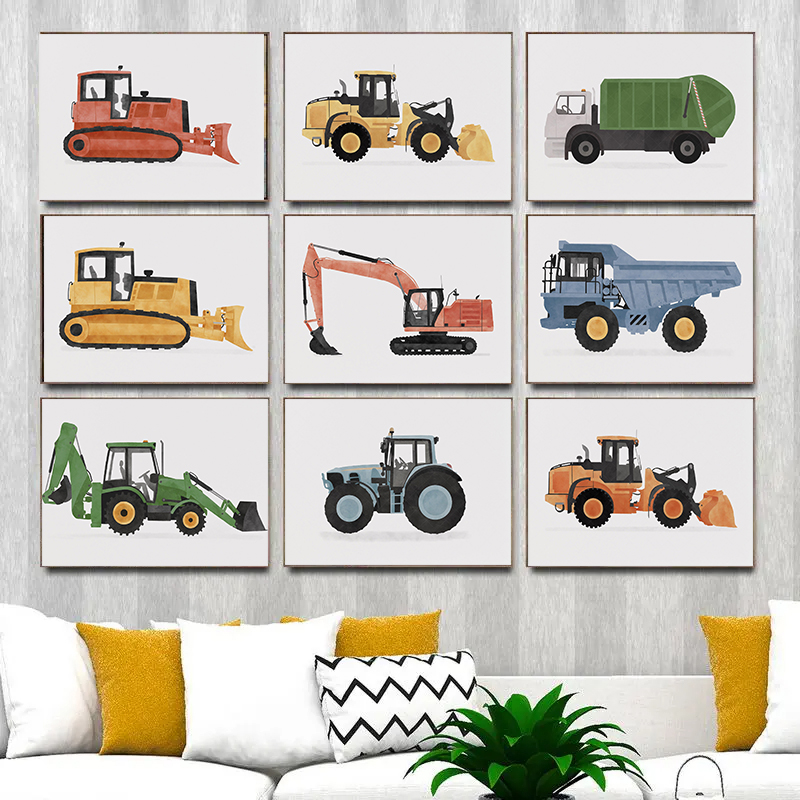Heavy Equipment Background - Affiche de voiture de dessin animé