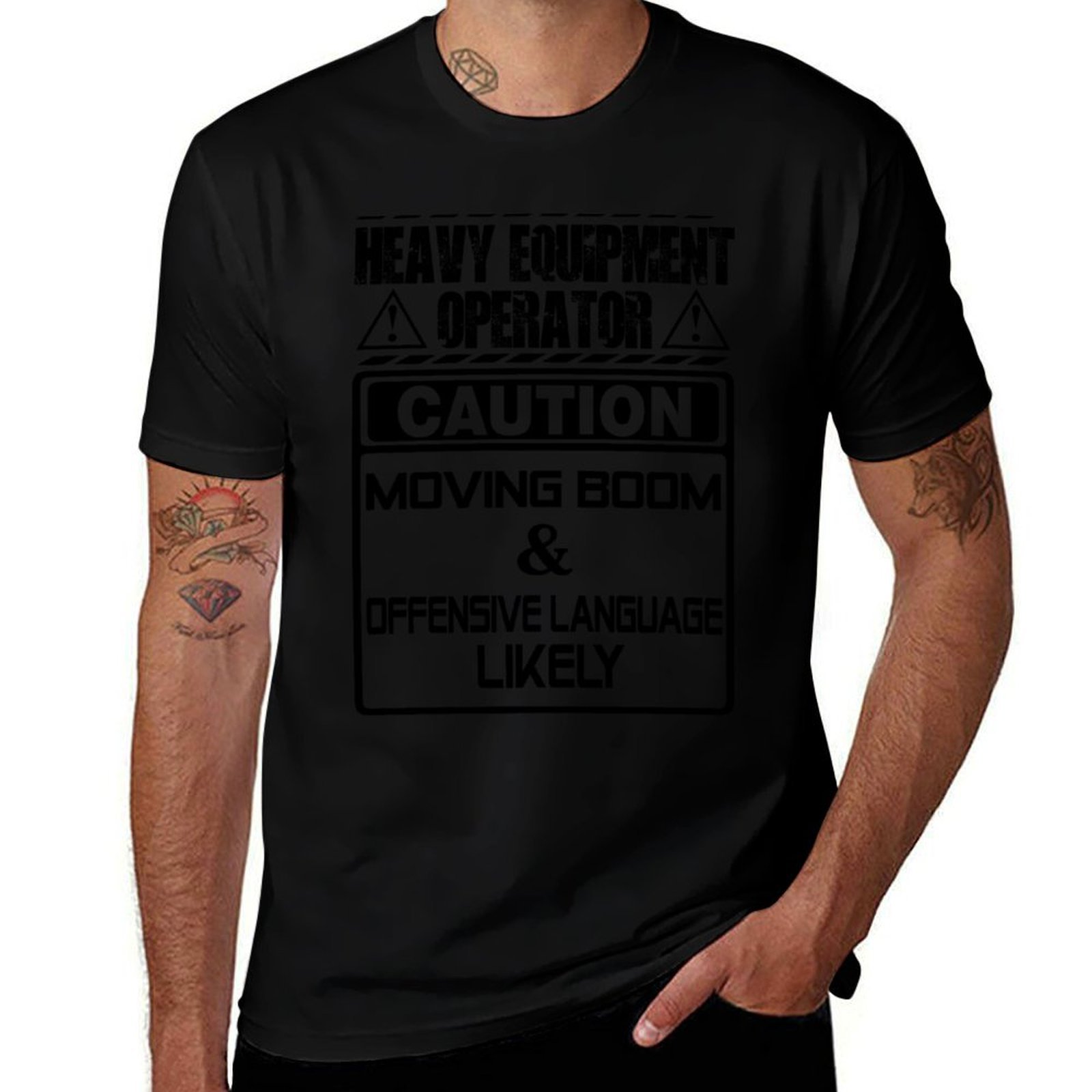 Heavy Equipment Background - T-shirt décontracté avec imprimé style rétro,