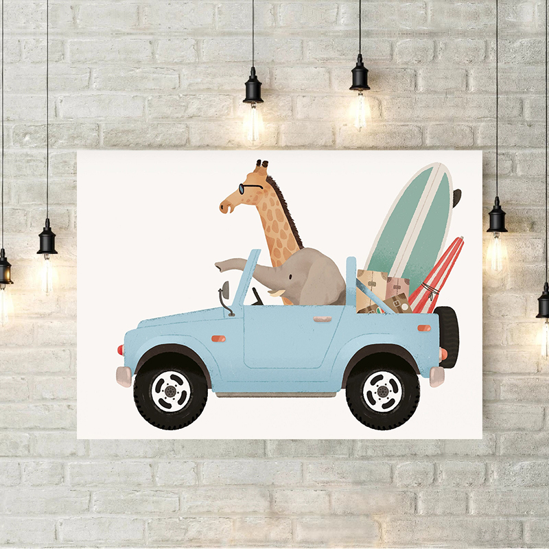 Toile d'art mural girafe, élép - Heavy Equipment Background avis et prix