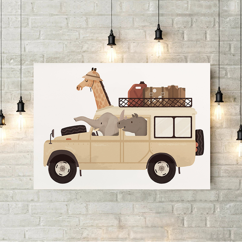 Toile d'art mural girafe, élép - Heavy Equipment Background avis et prix