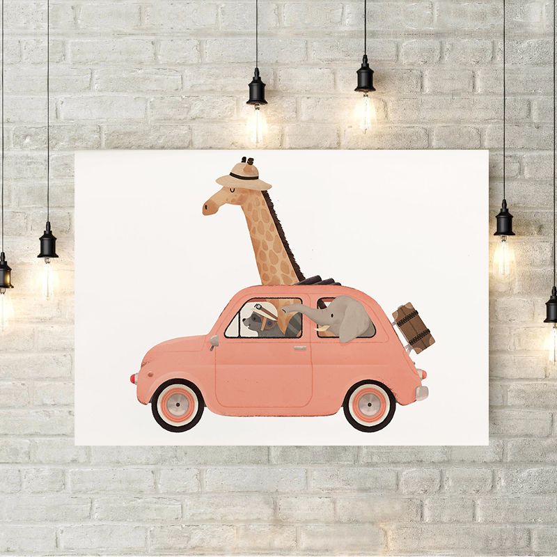 Toile d'art mural girafe, élép - Heavy Equipment Background avis et prix