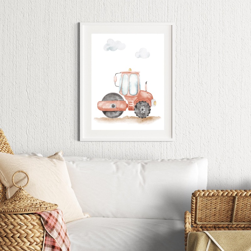 Véhicules aquarelle, Art mural - Heavy Equipment Background avis et prix