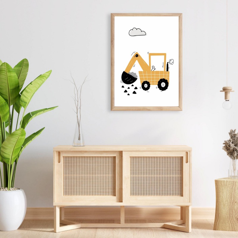 Véhicules aquarelle, Art mural - Heavy Equipment Background avis et prix